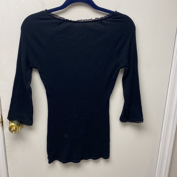 Free People Black Lace Trim Top. Size Medium. - Picture 8 of 8